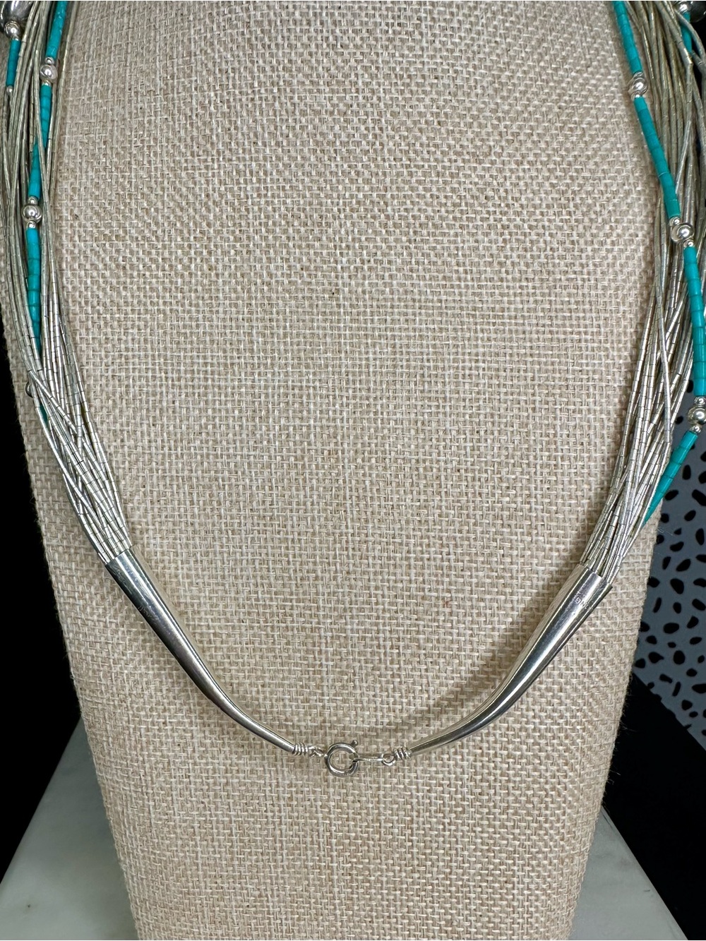 Carolyn Pollack Sterling Silver Liquid Fetish Bear Turquoise 23 Strand Necklace - Picture 5 of 10